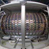 The largest ATLAS SemiConductor Tracker (SCT) barrel after all modules loaded and tested at Oxford